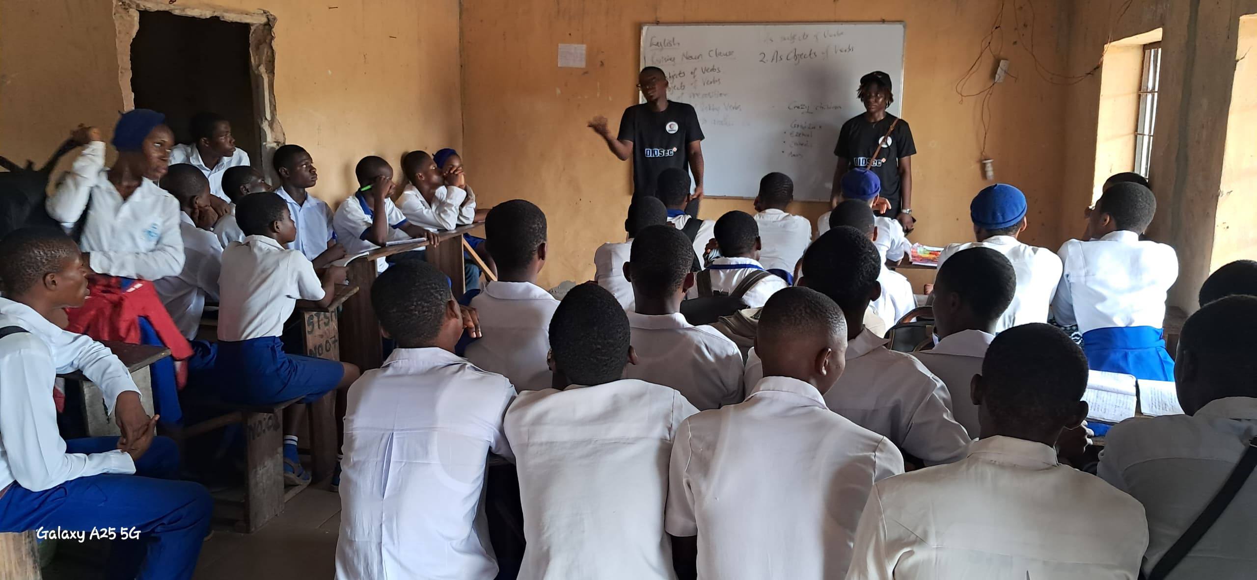 Students listening at Afara Technical College cybersecurity talk