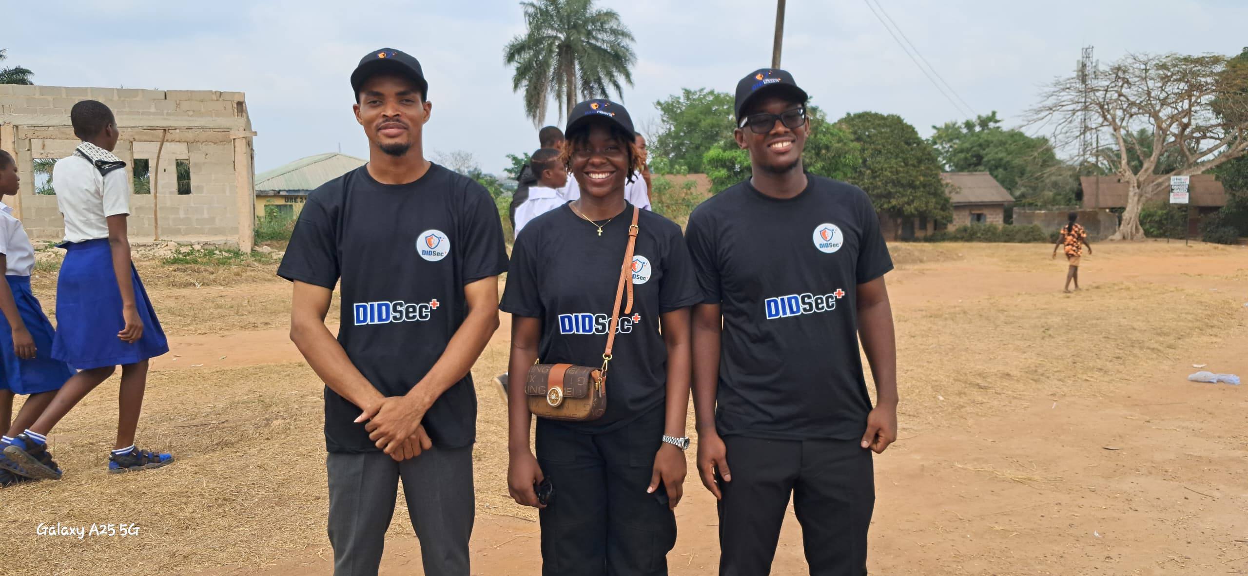 DIDSec+ team members in branded shirts at Afara Technical College